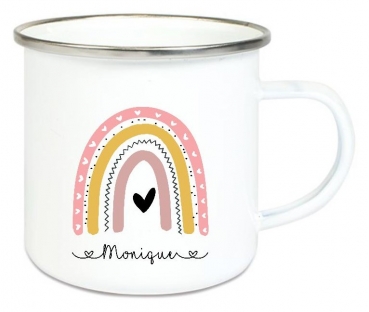 Preview: ♥ Tasse Emailletasse Regenbogen, Mädchen, Einschulung KITA Wunschname, Dankeschön, Geburtstag, Abschied, Jubiläum, Geschenk, Kommunion, Firmung Konfirmation, Becher von Lüttentüddel
